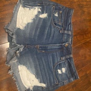 American Eagle high rise darker wash shorts. Size 4